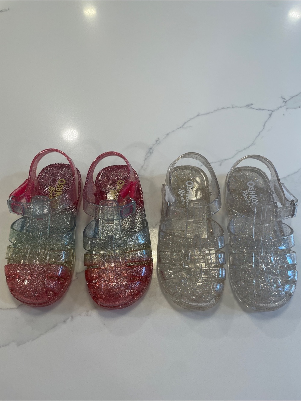 OshKosh B'gosh Kids Glitter Jelly Sandals - Pink Gradient & Silver